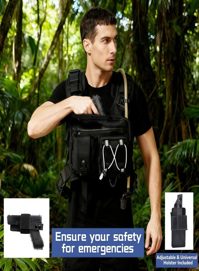 DegeTMVe Sling Vest Chest Bag with 2L Water Bladder Gear Holster Running Vest Hydration Backpack Lightweight Adjustable Daypack Reflective Bag for Hiking Running Cycling Race Marathon for Women Men - Image 3
