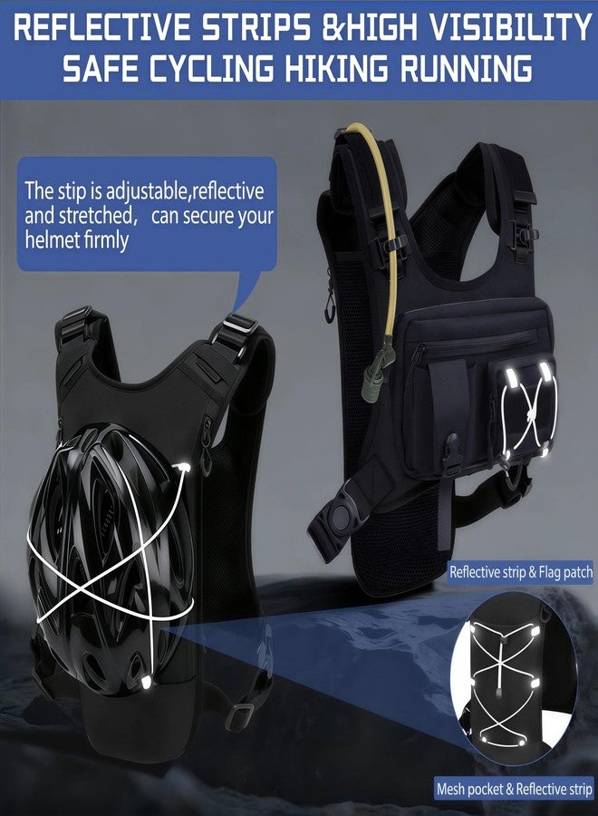 DegeTMVe Sling Vest Chest Bag with 2L Water Bladder Gear Holster Running Vest Hydration Backpack Lightweight Adjustable Daypack Reflective Bag for Hiking Running Cycling Race Marathon for Women Men - Image 2