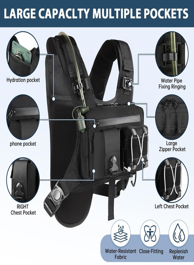 DegeTMVe Sling Vest Chest Bag with 2L Water Bladder Gear Holster Running Vest Hydration Backpack Lightweight Adjustable Daypack Reflective Bag for Hiking Running Cycling Race Marathon for Women Men - Image 5