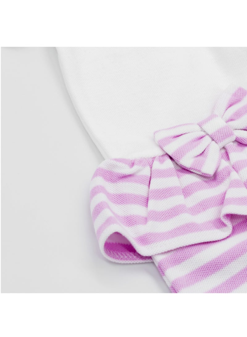 MOON 100% Cotton Footed Sleepsuit 0-1M Pink - Pink Stripes - Image 3