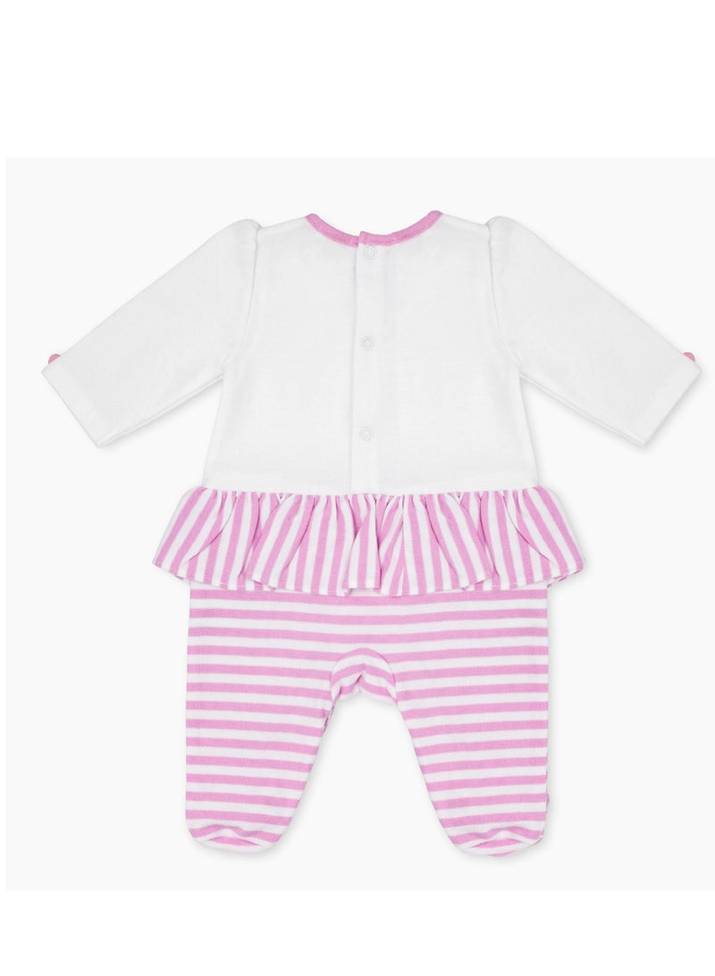 MOON 100% Cotton Footed Sleepsuit 0-1M Pink - Pink Stripes - Image 2
