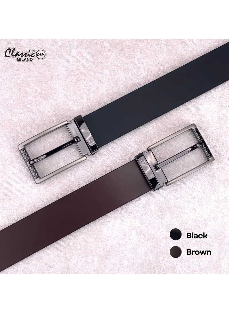 Classic Milano Brown (SM9306) Classic Milano Genuine Leather Belt for Men – Black Formal Men's Belt – Men Belts for Office & Business Wear – Mens Belt Leather with Gift Box for Men | Best Price UAE