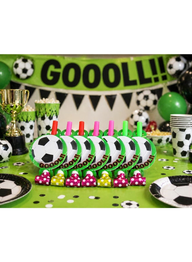 Toyland Football Party Blowout 6 Pc Set – Kids Birthday Party Noise Maker, Soccer Theme Whistle Blowouts, Assorted Colours - Image 2