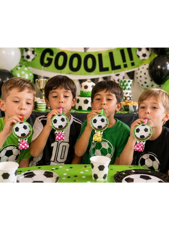 Toyland Football Party Blowout 6 Pc Set – Kids Birthday Party Noise Maker, Soccer Theme Whistle Blowouts, Assorted Colours - Image 3