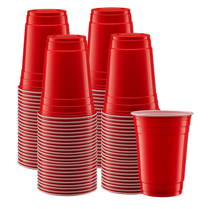 GUSTO 18 oz  100 Count Disposable Plastic Red Cups Party Drinking Cups for Events and Everyday Use