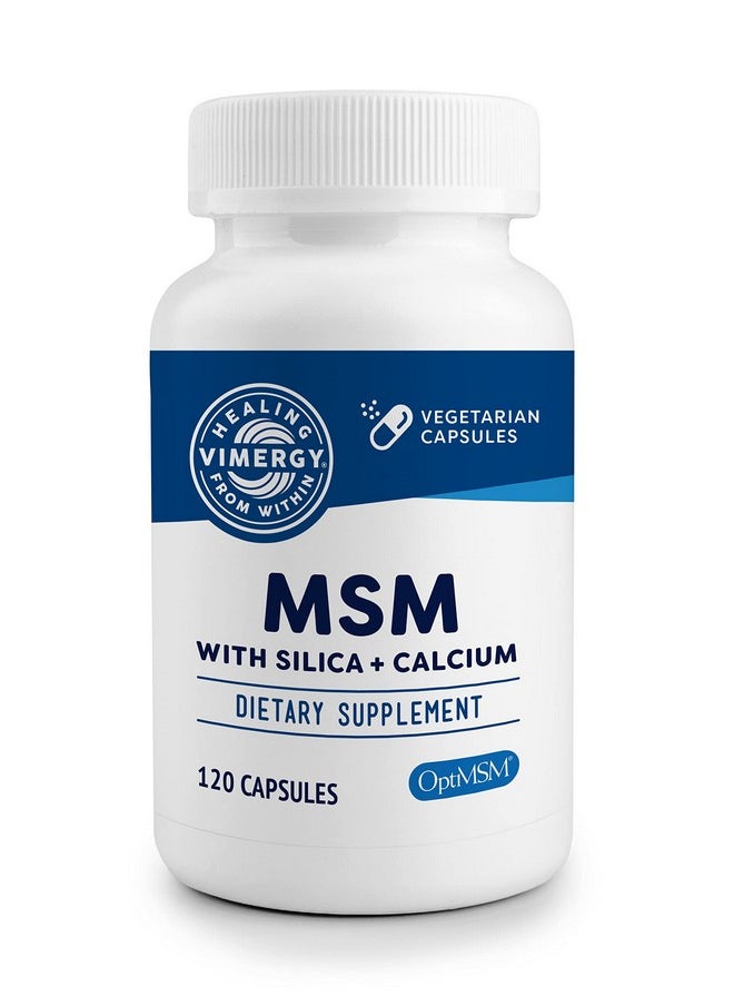 Vimergy كبسولات MSM مع السيليكا والكالسيوم 120 وجبة تدعم صحة العظام تعزز صحة الشعر والأظافر Nongmo خالية من الجلوتين كوشير خالية من الصويا خالية من الذرة صديقة للنباتيين والنباتيين  - Image 1