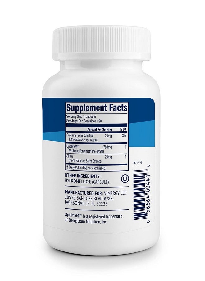 Vimergy كبسولات MSM مع السيليكا والكالسيوم 120 وجبة تدعم صحة العظام تعزز صحة الشعر والأظافر Nongmo خالية من الجلوتين كوشير خالية من الصويا خالية من الذرة صديقة للنباتيين والنباتيين  - Image 4