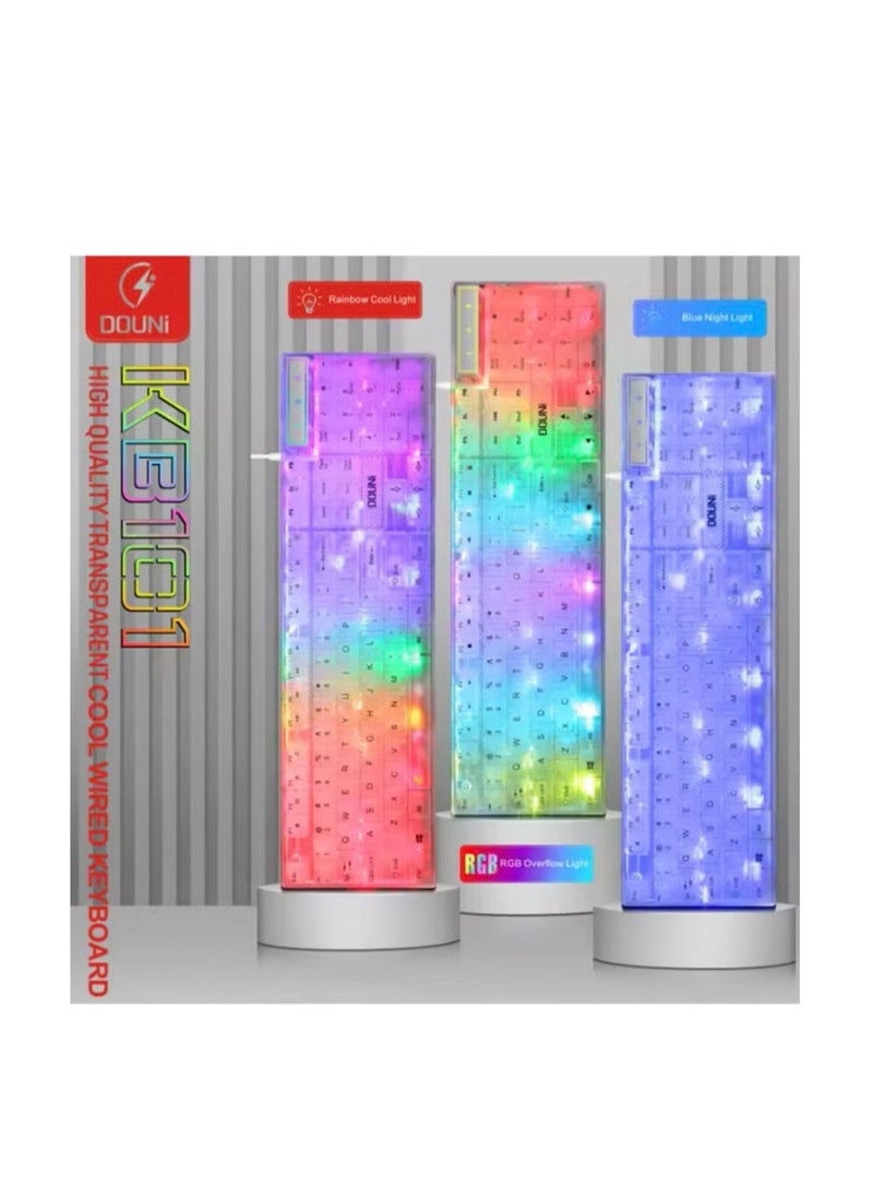 Generic - transparent keyboard with Fixed background lights with different mixed 7 colors 104 keys High quality - Image 1