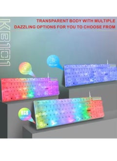 Generic transparent keyboard with Fixed background lights with different mixed 7 colors 104 keys High quality  - Image 5