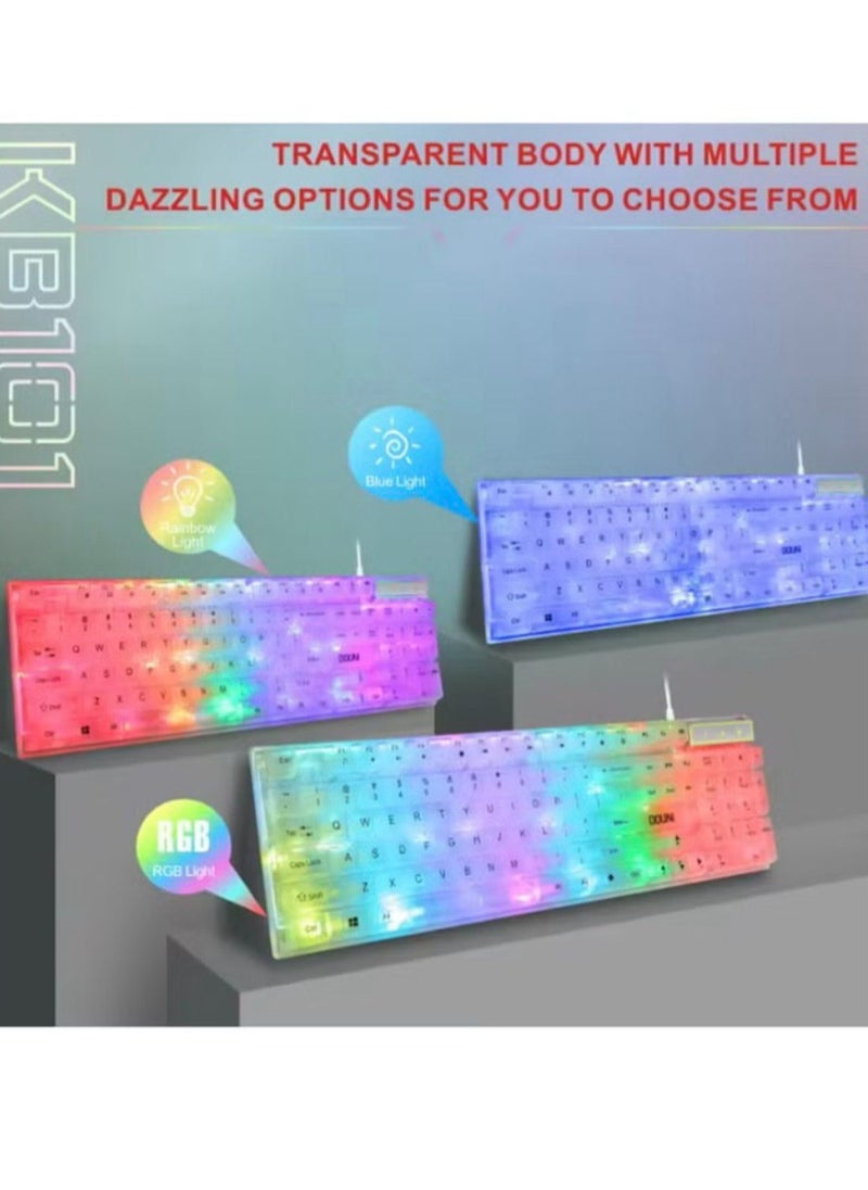 Generic - transparent keyboard with Fixed background lights with different mixed 7 colors 104 keys High quality - Image 1