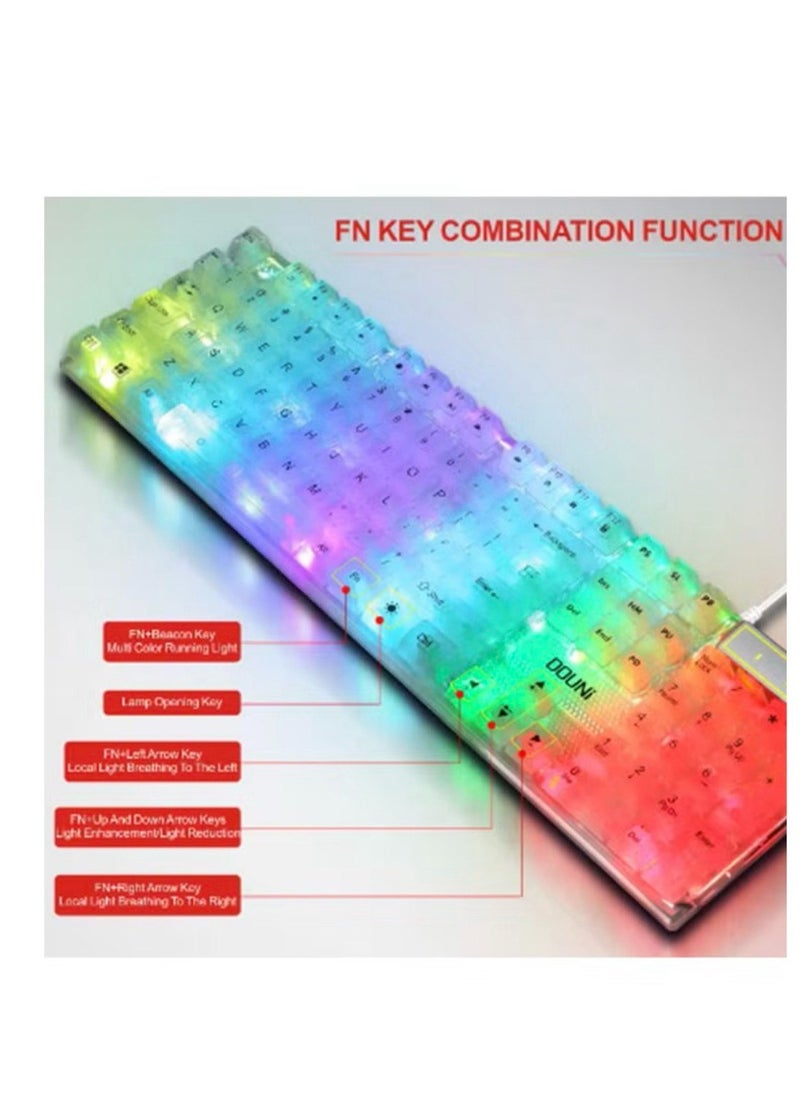 Generic - transparent keyboard with Fixed background lights with different mixed 7 colors 104 keys High quality - Image 1