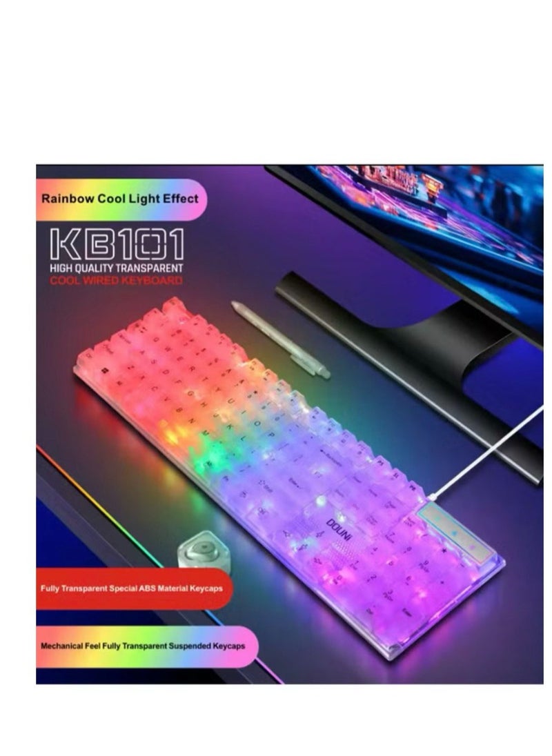 Generic - transparent keyboard with Fixed background lights with different mixed 7 colors 104 keys High quality - Image 1