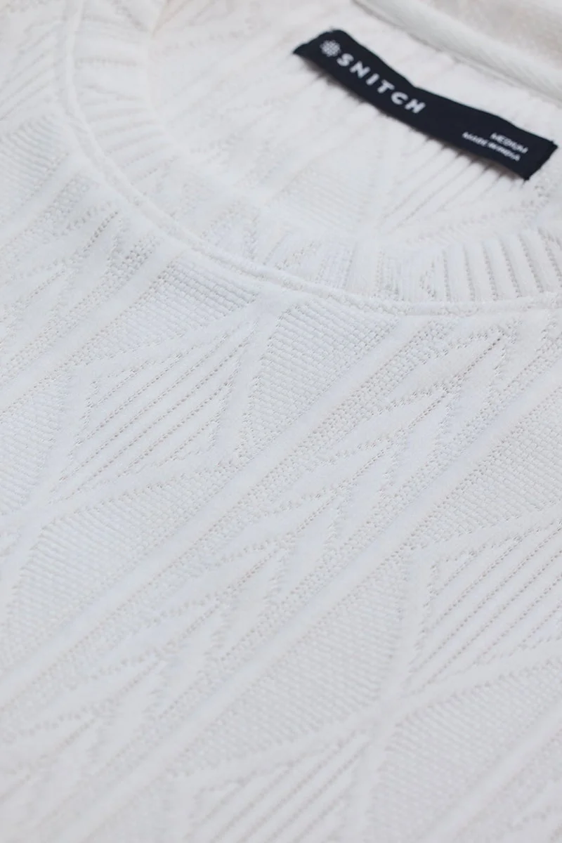 سنيتش Off-White Geometric Half Sleeve Oversized T-Shirt