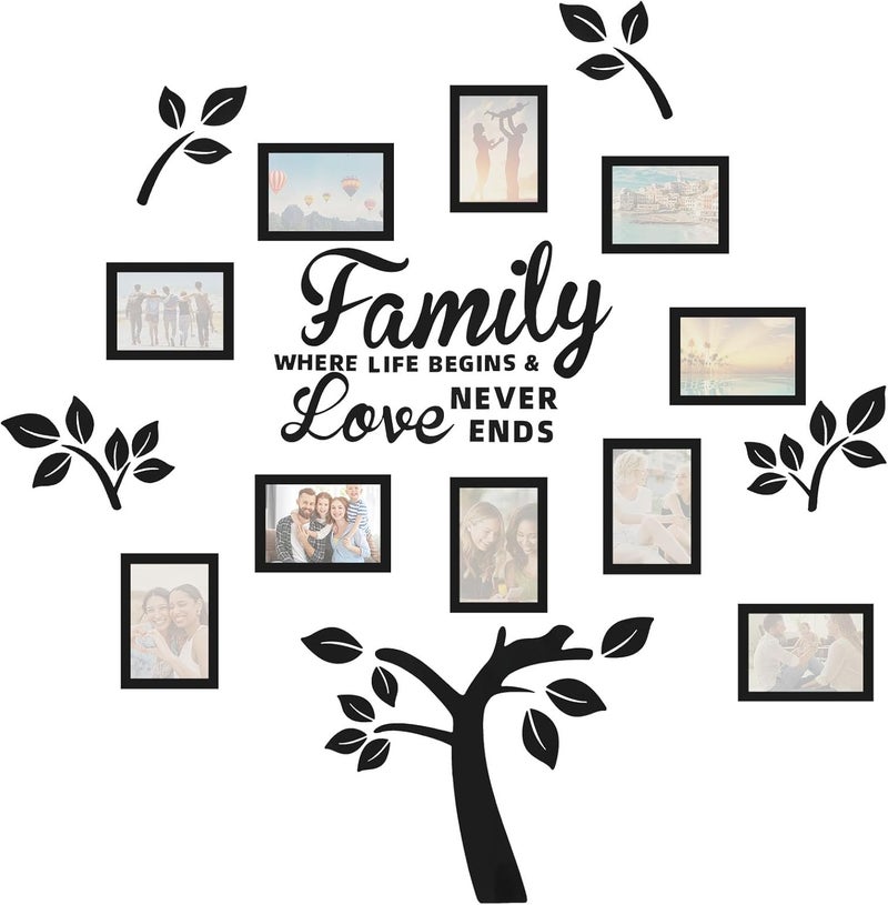 windforgecraft Family Tree Wall Decals Giant Family Photo Tree Wall Decal Mural DIY Decor Sticker DIY Photo Frame Tree Wall Stickers Acrylic Living Room Decorations for Bedroom Living Room Sofa TV Background - Image 1