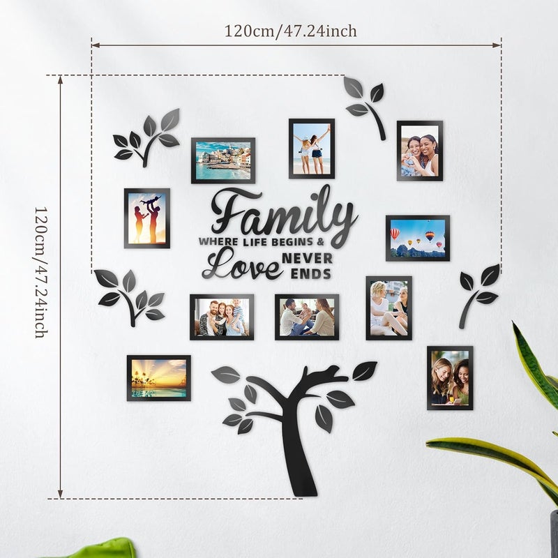 windforgecraft Family Tree Wall Decals Giant Family Photo Tree Wall Decal Mural DIY Decor Sticker DIY Photo Frame Tree Wall Stickers Acrylic Living Room Decorations for Bedroom Living Room Sofa TV Background - Image 2