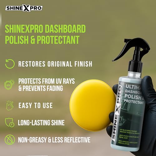 ShineXPro Dashboard Polish for Car Interior - Car Dashboard Polish & Protectant Restores Original Finish, UV Blockers Prevent Fading - Car Dashboard Cleaner with Non-Greasy, Less Reflective Formula - Image 2