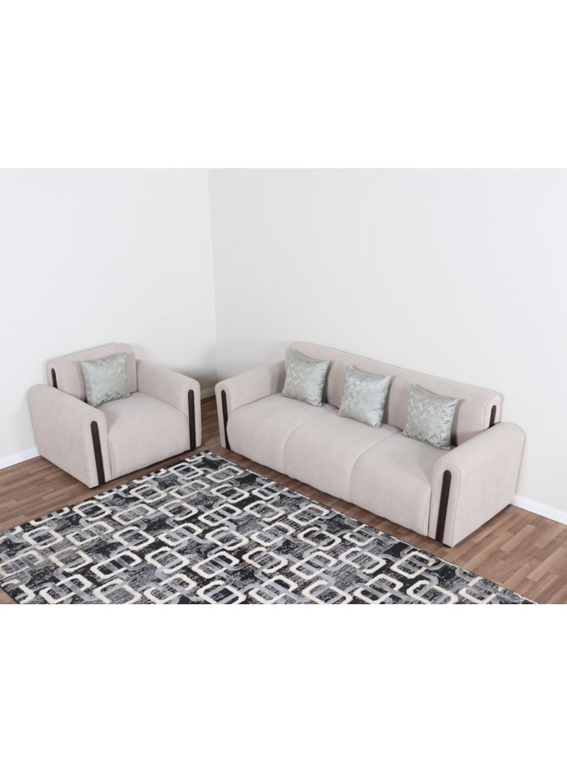 4-Person Sofa Set Soft Fabric Modern Design Relaxing 2 Pieces 3-Person Sofa and Living Room Chair