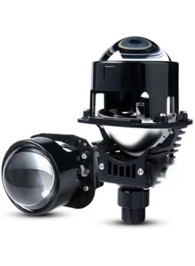 عدسة مصابيح أمامية LED، 3.0 بوصة، شعاع عالي/منخفض 6000 كلفن، عدسة عرض عالمية للسيارات، هيكل أسود، طراز A7 - Image 1