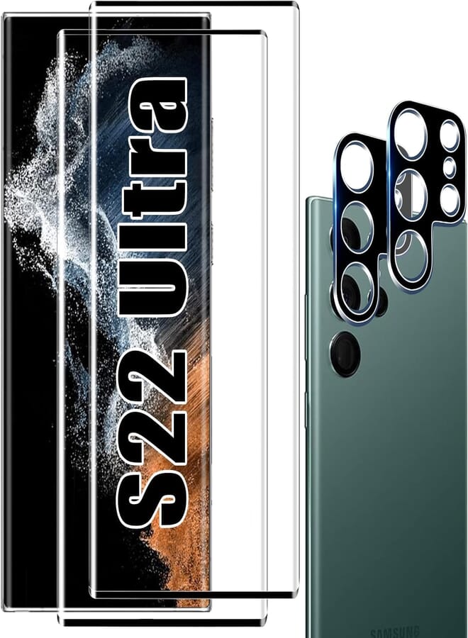 Next Next Store Screen Protector Compatible with Samsung S22 Ultra, 9H Tempered Glass, Fingerprint Support, HD Clear Scratch Resistant for S22 5G (2+2 Pack)