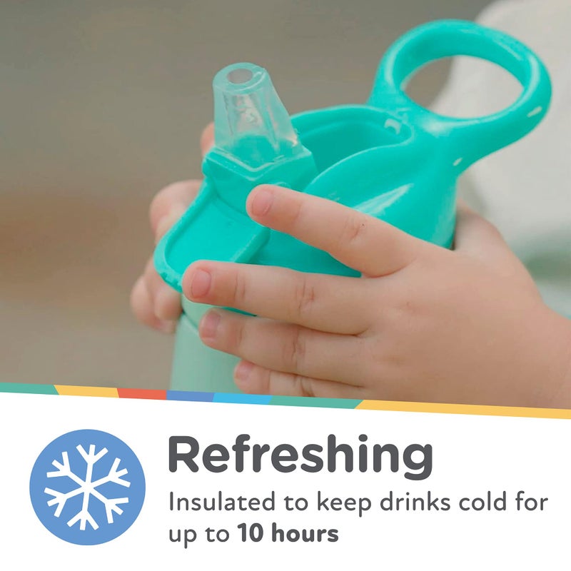 Nuby Thirsty Kids No Spill Flip-It Reflex Stainless Steel Travel Cup or Water Bottle - 10 Oz - 18+ Months - Blue - Back to School Essentials - Image 5