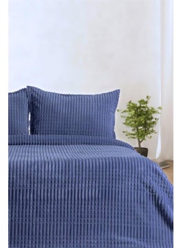 MERINOS Modern Line 3 Piece Double Blanket Set Navy Blue  - Image 1