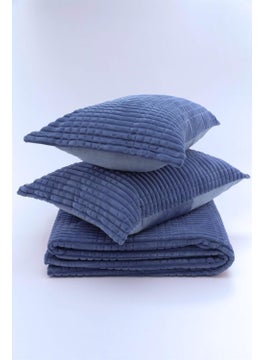 MERINOS Modern Line 3 Piece Double Blanket Set Navy Blue  - Image 2