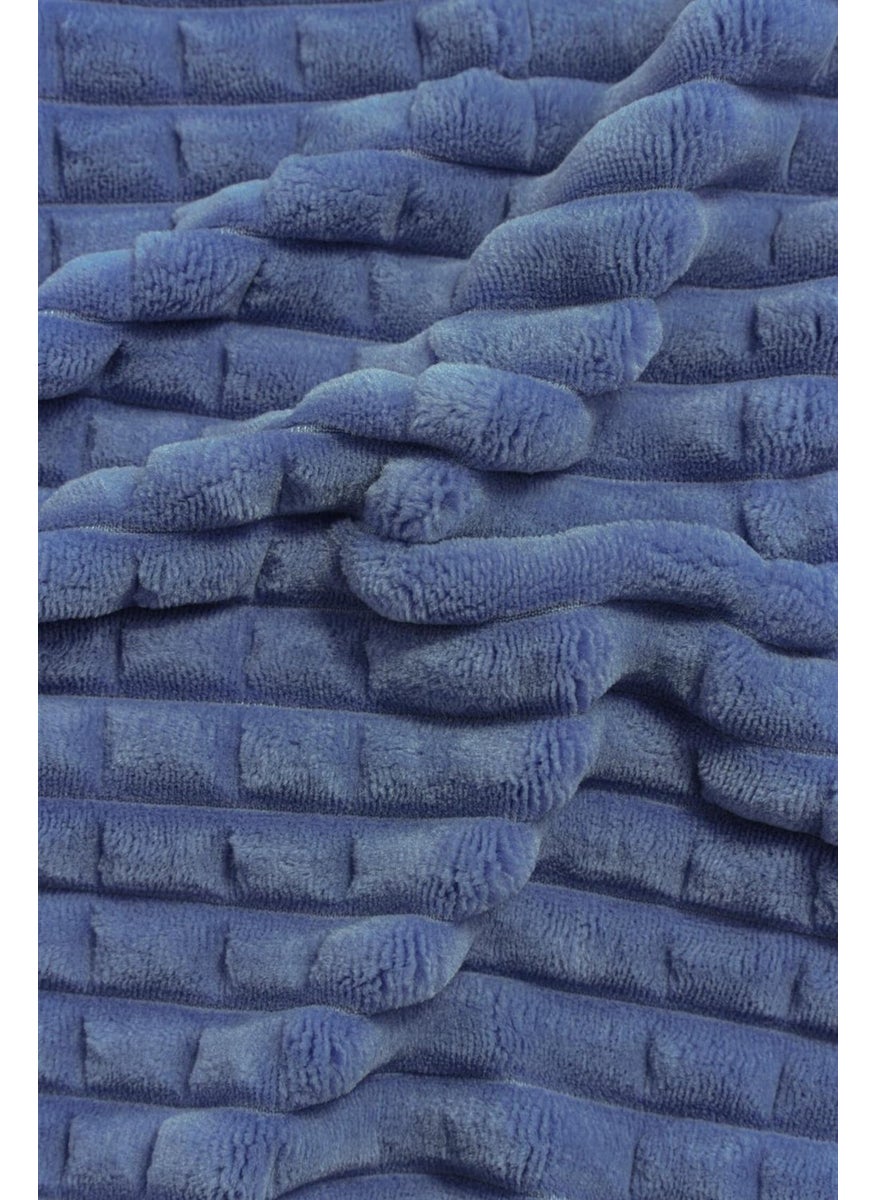 MERINOS - Modern Line 3 Piece Double Blanket Set Navy Blue - Image 1
