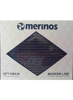 MERINOS Modern Line 3 Piece Double Blanket Set Navy Blue  - Image 4