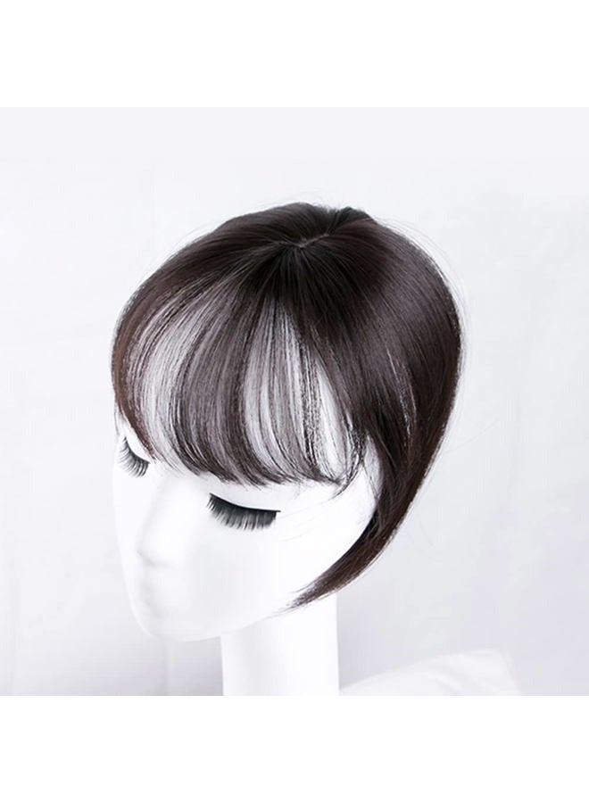 LesafeV Mini Fringe Hairpiece Straight Clip in Forehead Topper with Wispy Bangs Extension Black Brown - Image 3
