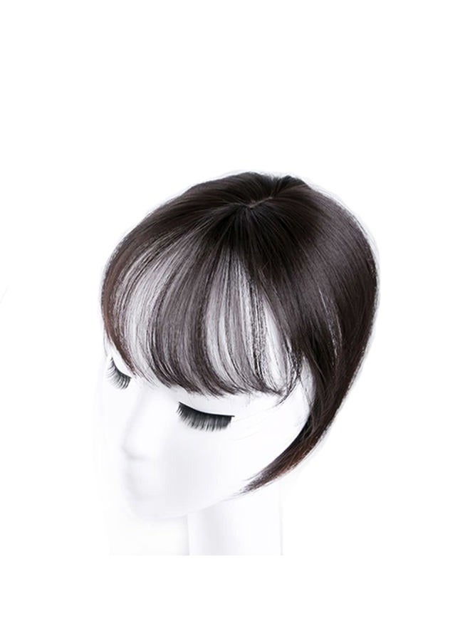 LesafeV Mini Fringe Hairpiece Straight Clip in Forehead Topper with Wispy Bangs Extension Black Brown - Image 1