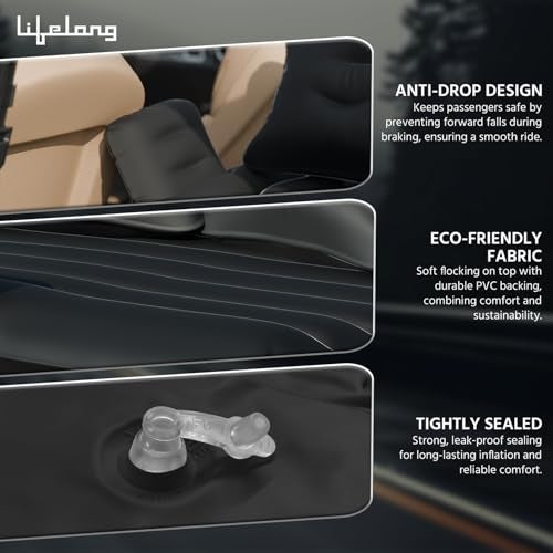 Lifelong Polypropylene Inflatable Air Mattress with Pump & 2 Air Pillows-Quick Inflatable Back Seat Bed, Portable Car Mattress, Compact Car Bed for Adults & Kids (LLCIB01, Black). Free Size - Image 4