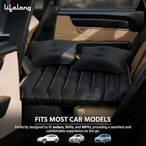 Lifelong Polypropylene Inflatable Air Mattress with Pump & 2 Air Pillows-Quick Inflatable Back Seat Bed, Portable Car Mattress, Compact Car Bed for Adults & Kids (LLCIB01, Black). Free Size - Image 5