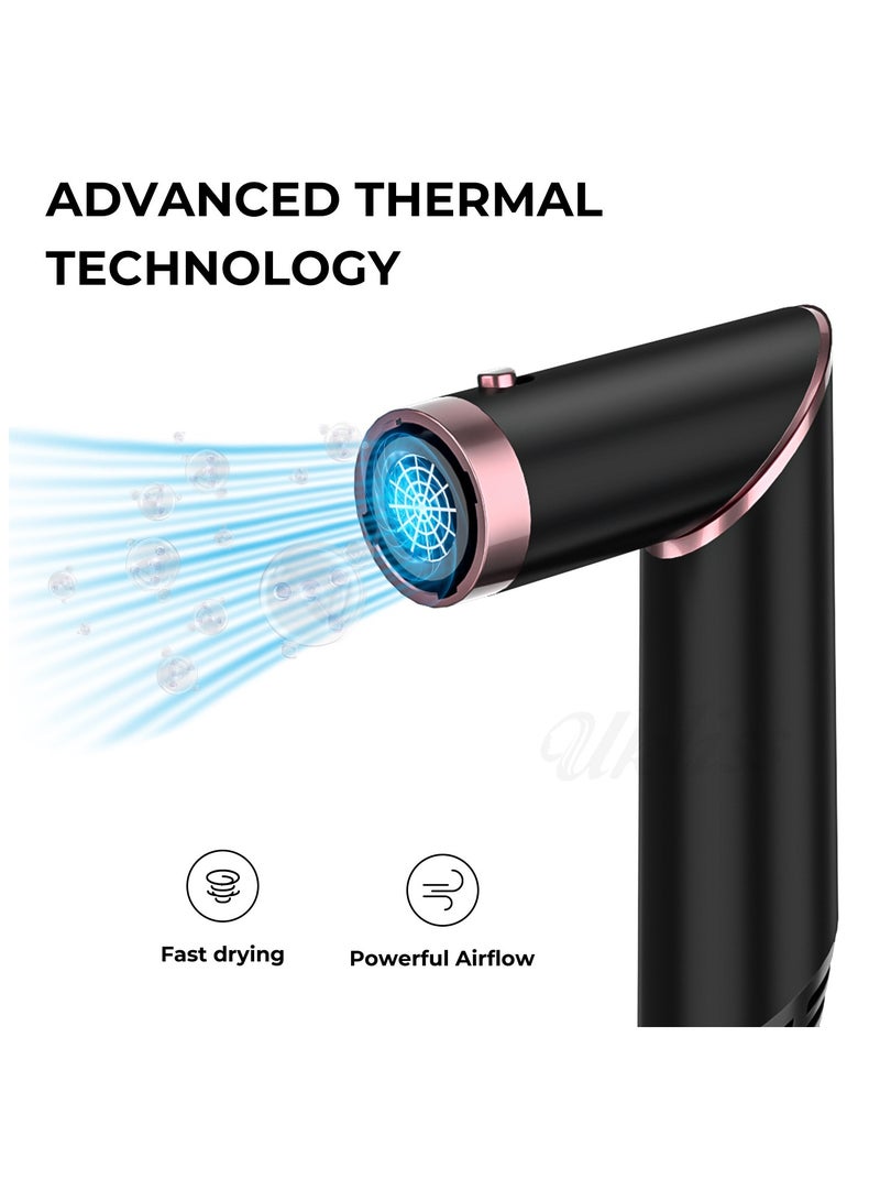 Captaintech High Speed Folding Hair Dryer Auto Hair Suction 6-in-1 Multi-Function Hot Air Comb Hair Dryer Straight & Hair  Curling Iron - Image 5