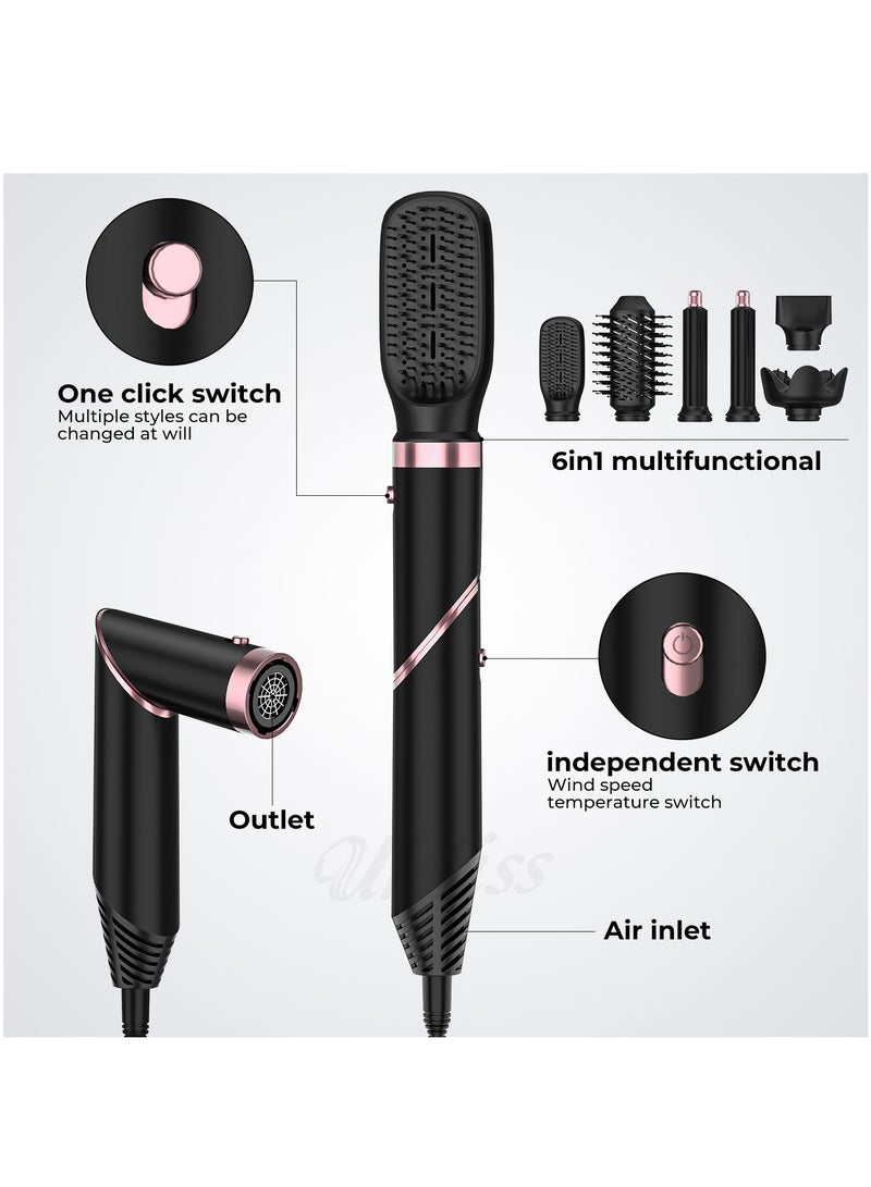 Captaintech High Speed Folding Hair Dryer Auto Hair Suction 6-in-1 Multi-Function Hot Air Comb Hair Dryer Straight & Hair  Curling Iron - Image 3