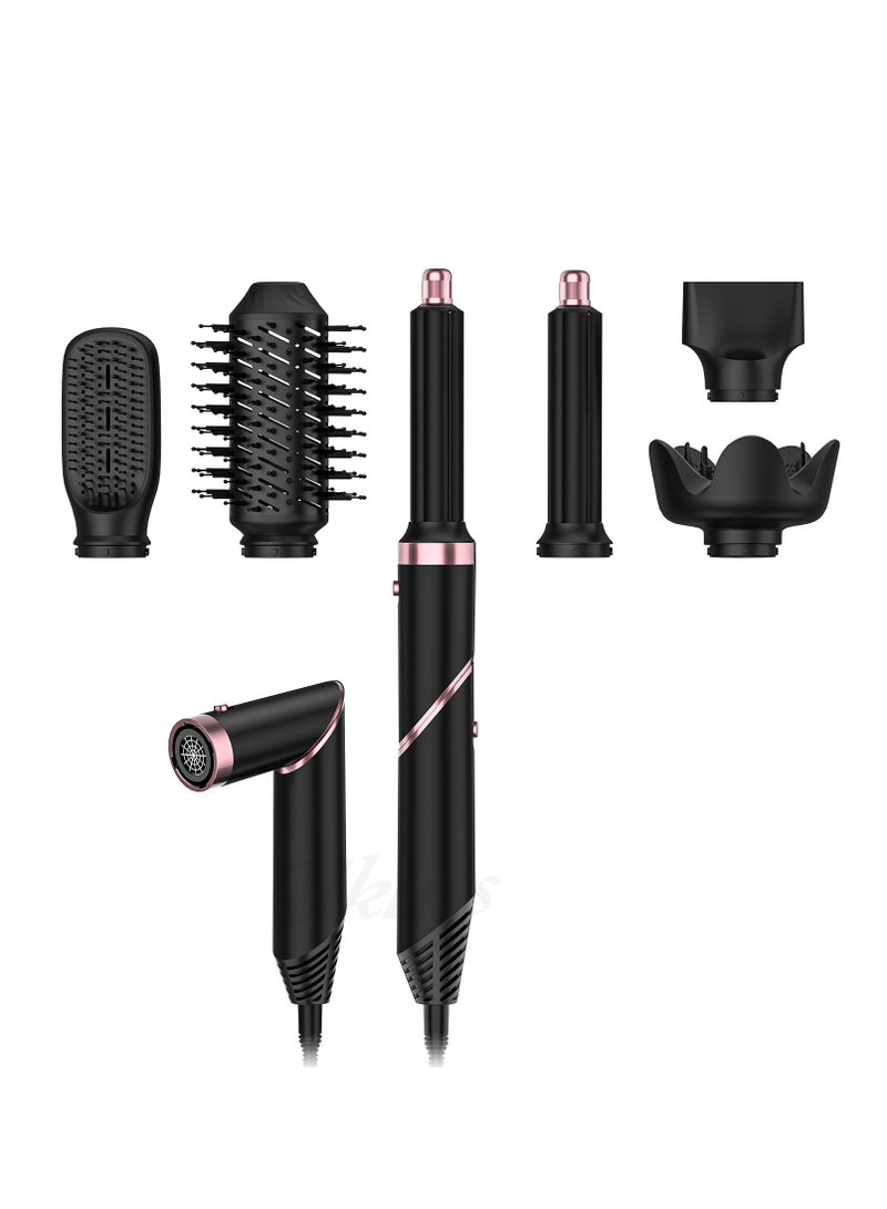 Captaintech High Speed Folding Hair Dryer Auto Hair Suction 6-in-1 Multi-Function Hot Air Comb Hair Dryer Straight & Hair  Curling Iron - Image 2