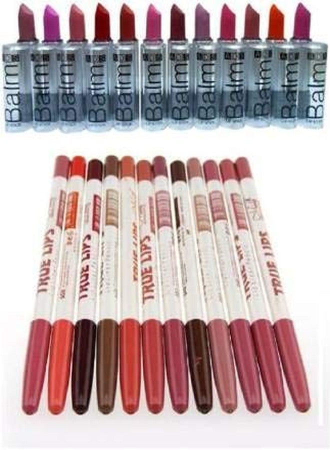 VBA Combo Balm Matte Lipstick With True Lips Orange and Pink Lip Liners - Pack of 12 - Image 2