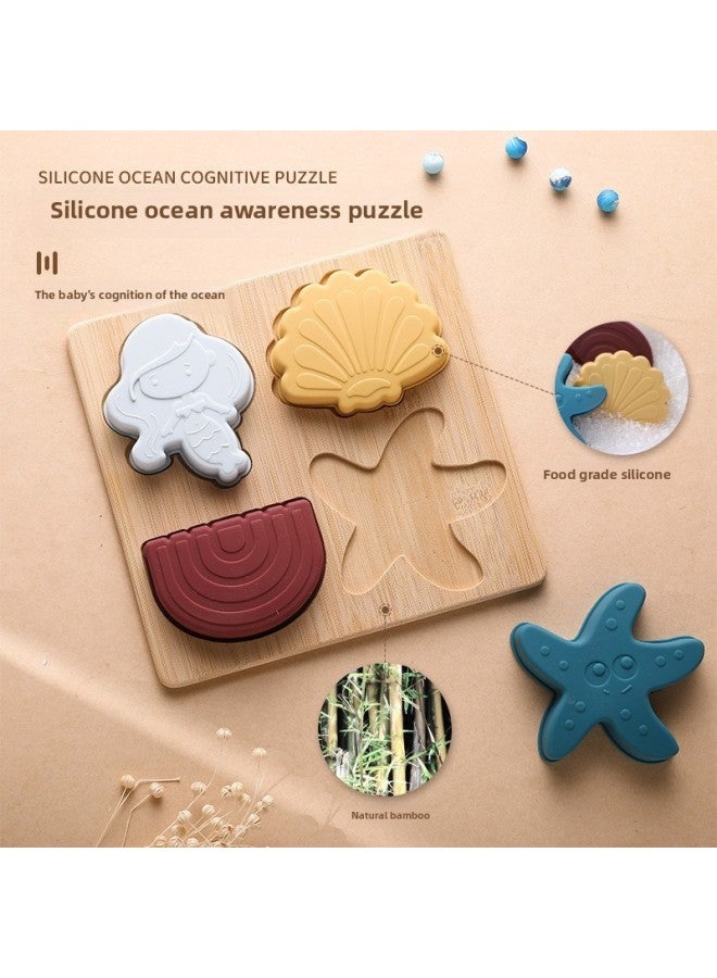 Food Grade Silicone Educational Toys Early Learning Shape Recognition Puzzle Children Wooden 3D Assembly Board Baby Fun Playset-Color:Vegetable Puzzle - Image 4