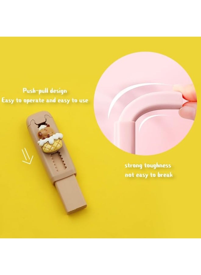 4 قطع من ممحاة كابيبارا القابلة للسحب،  ممحاة مطاطية لطيفة، ممحاة مطاطية بالضغط والسحب، ممحاة أقلام رصاص ممحاة لطيفة للأطفال الأولاد والبنات الطلاب محبي كابيبارا لوازم مكتبية مدرسية - Image 3