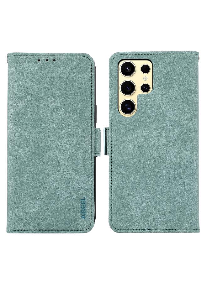 S-TOP Case For Samsung Galaxy S24 Ultra 5G ABEEL Frosted Magnetic RFID Leather Phone Case - Image 1