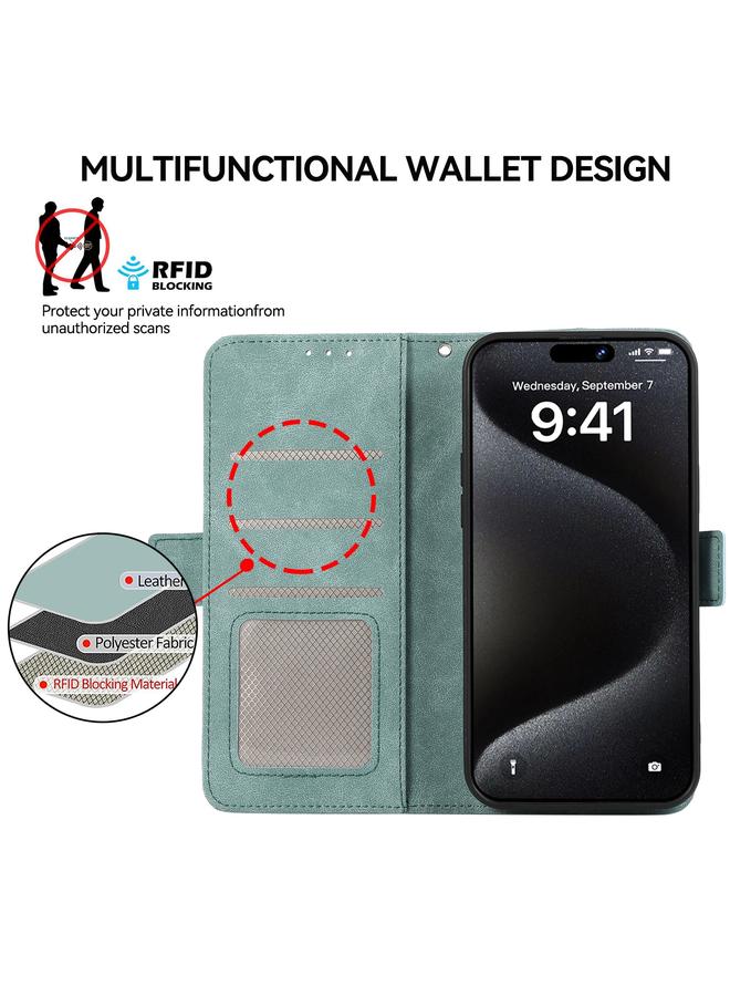S-TOP Case For Samsung Galaxy S24 Ultra 5G ABEEL Frosted Magnetic RFID Leather Phone Case - Image 4