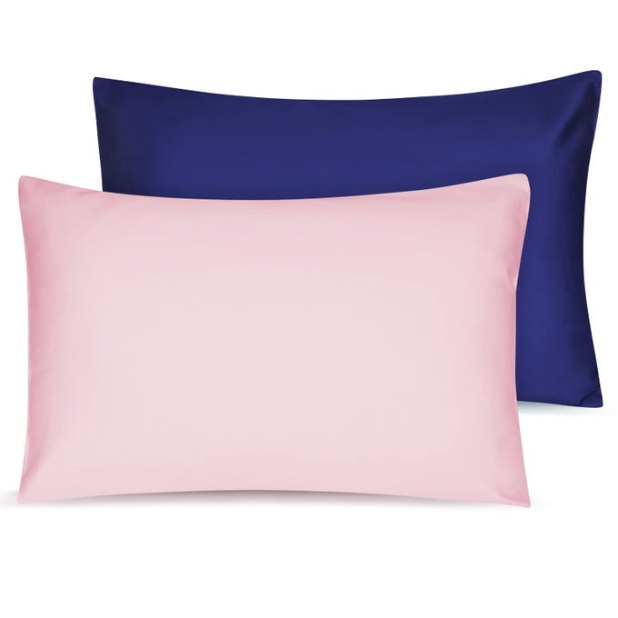 SOFT ORGANIC COTTON TODDLER PILLOWCASES 14 X 20 INCHES FIT 13 X 18 14 X 19 PILLOWS SMOOTH PEARL COTTON BABY PILLOWCASES WITH ENVELOPE CLOSURE PINK AND NAVY BLUE SET OF 2