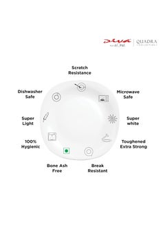 La Opala La Opala Diva, Quadra Collection, Opal Glass Dinner Set 29 pcs, Snowdrop, White  - Image 4