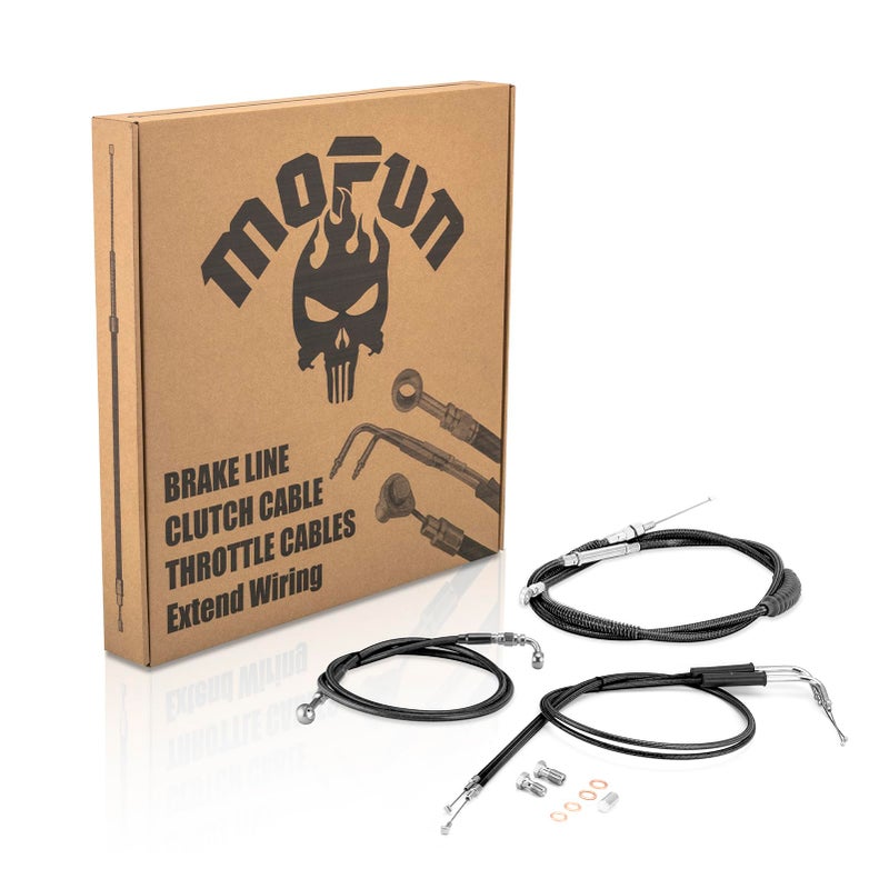 Mofun Throttle and Idle Cable Kit NonABS Front Brake Line Clutch Cable Compatible with Harley Sportster XL 1200C NS XL883L N 20142021 Fit 1214 Handlebar Black - Image 2