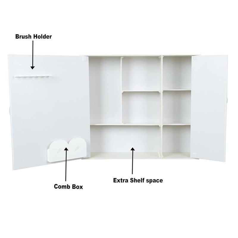 PGen PGen Large Size 16x18x45 Ivory Double Door Luxury Designer Navrang Acrylic Cabinet Bathroom Mirror Storage Cabinet Wash Basin Kitchen Medicine Beauty Product Organizer  - Image 4