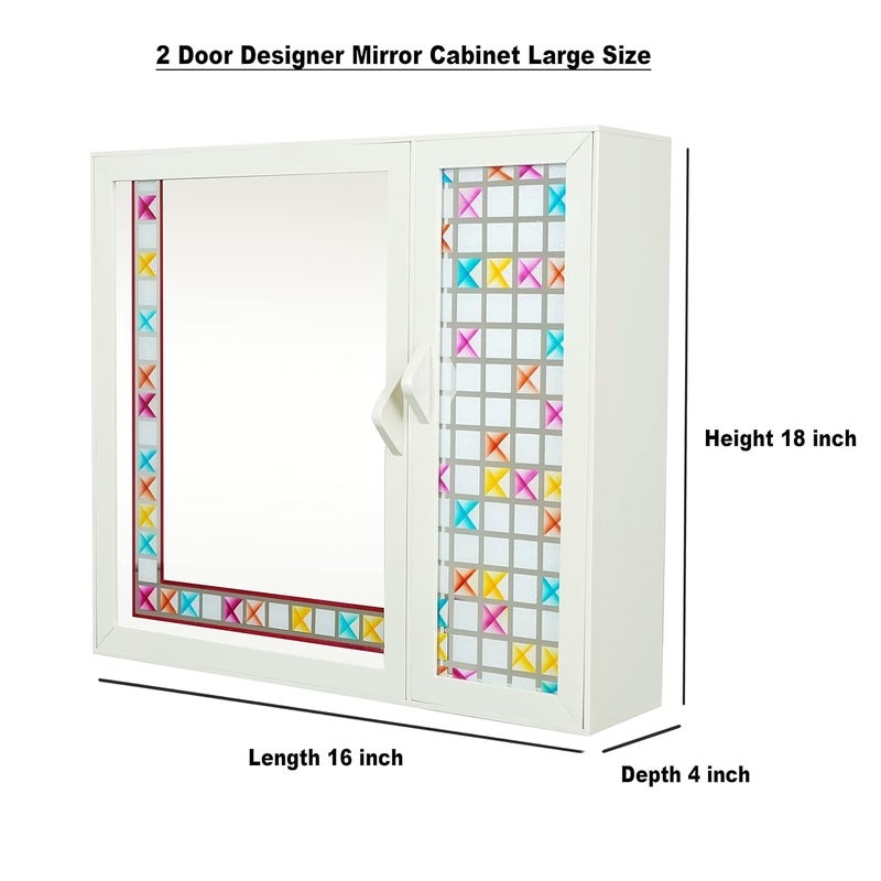 PGen PGen Large Size 16x18x45 Ivory Double Door Luxury Designer Navrang Acrylic Cabinet Bathroom Mirror Storage Cabinet Wash Basin Kitchen Medicine Beauty Product Organizer  - Image 3