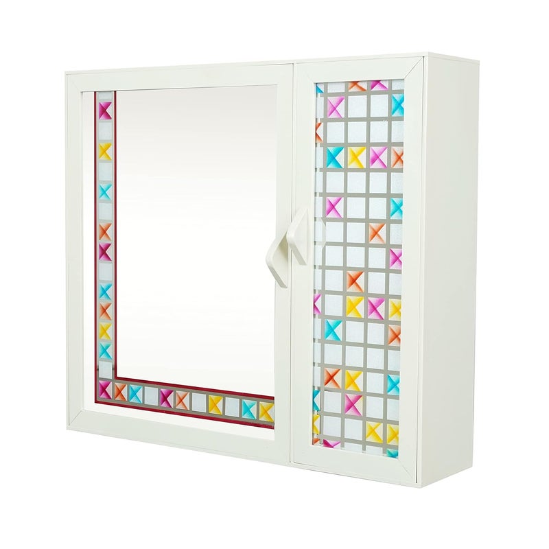 PGen PGen Large Size 16x18x45 Ivory Double Door Luxury Designer Navrang Acrylic Cabinet Bathroom Mirror Storage Cabinet Wash Basin Kitchen Medicine Beauty Product Organizer  - Image 5