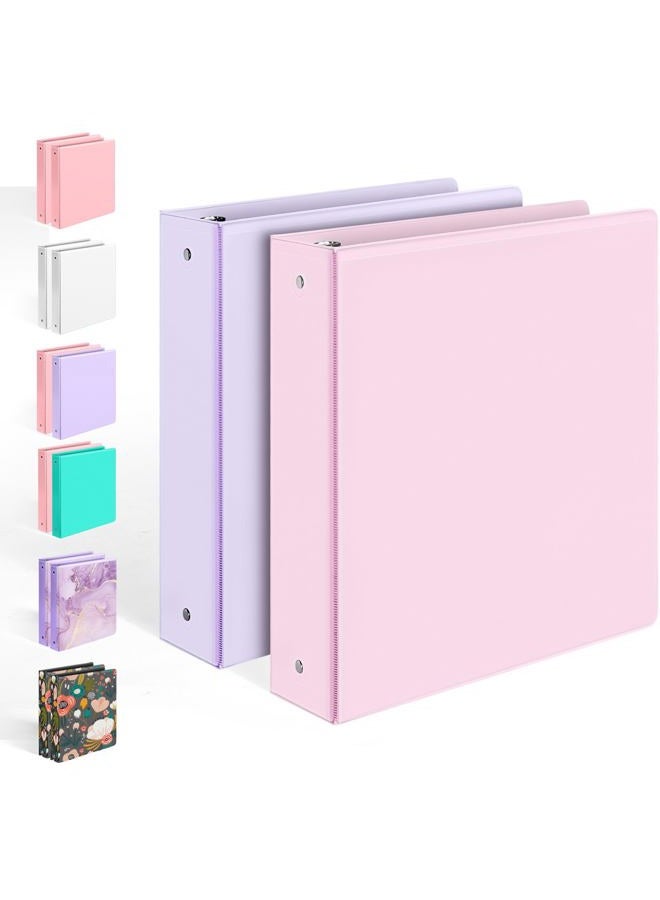 Sooez 2 Pack BinderX Extra Durable 3 Ring Binder, 2 Inch Binder Round Ring, Fits 900 Sheets of 8.5x11 Paper, Customizable View Cover with Inside Pockets, Cute School Supplies for Girls, Pink & Purple - Image 1