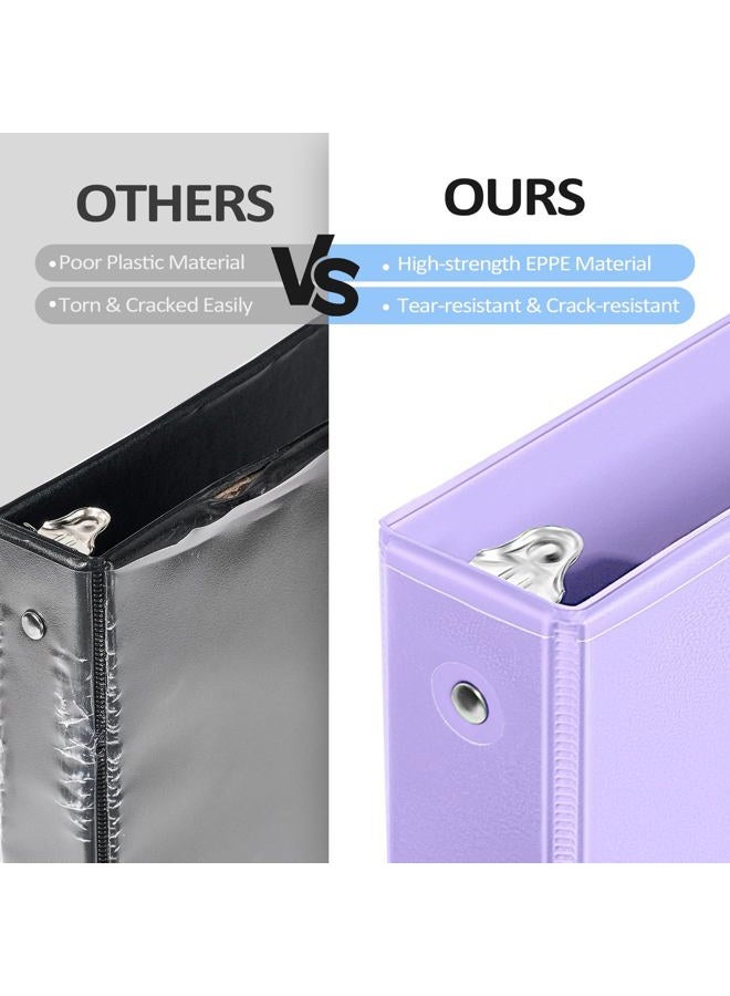 Sooez 2 Pack BinderX Extra Durable 3 Ring Binder, 2 Inch Binder Round Ring, Fits 900 Sheets of 8.5x11 Paper, Customizable View Cover with Inside Pockets, Cute School Supplies for Girls, Pink & Purple - Image 3