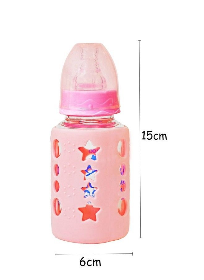 The Little Lookers High Borosilicate Glass Feeding Bottle For Baby Feeder For Newborn ; Super Soft Flow Control & Anti Colic Nipple For Infants Toddlerspink (120Ml)  - Image 5
