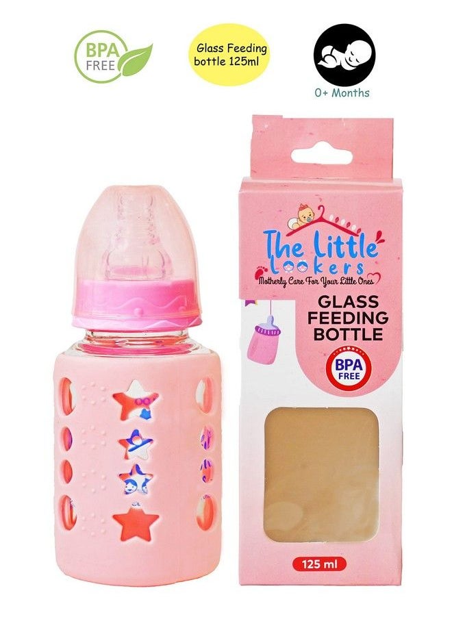 The Little Lookers High Borosilicate Glass Feeding Bottle For Baby Feeder For Newborn ; Super Soft Flow Control & Anti Colic Nipple For Infants Toddlerspink (120Ml)  - Image 4